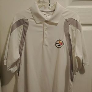 Pittsburgh Steelers White & Silver Mens Polo shirt